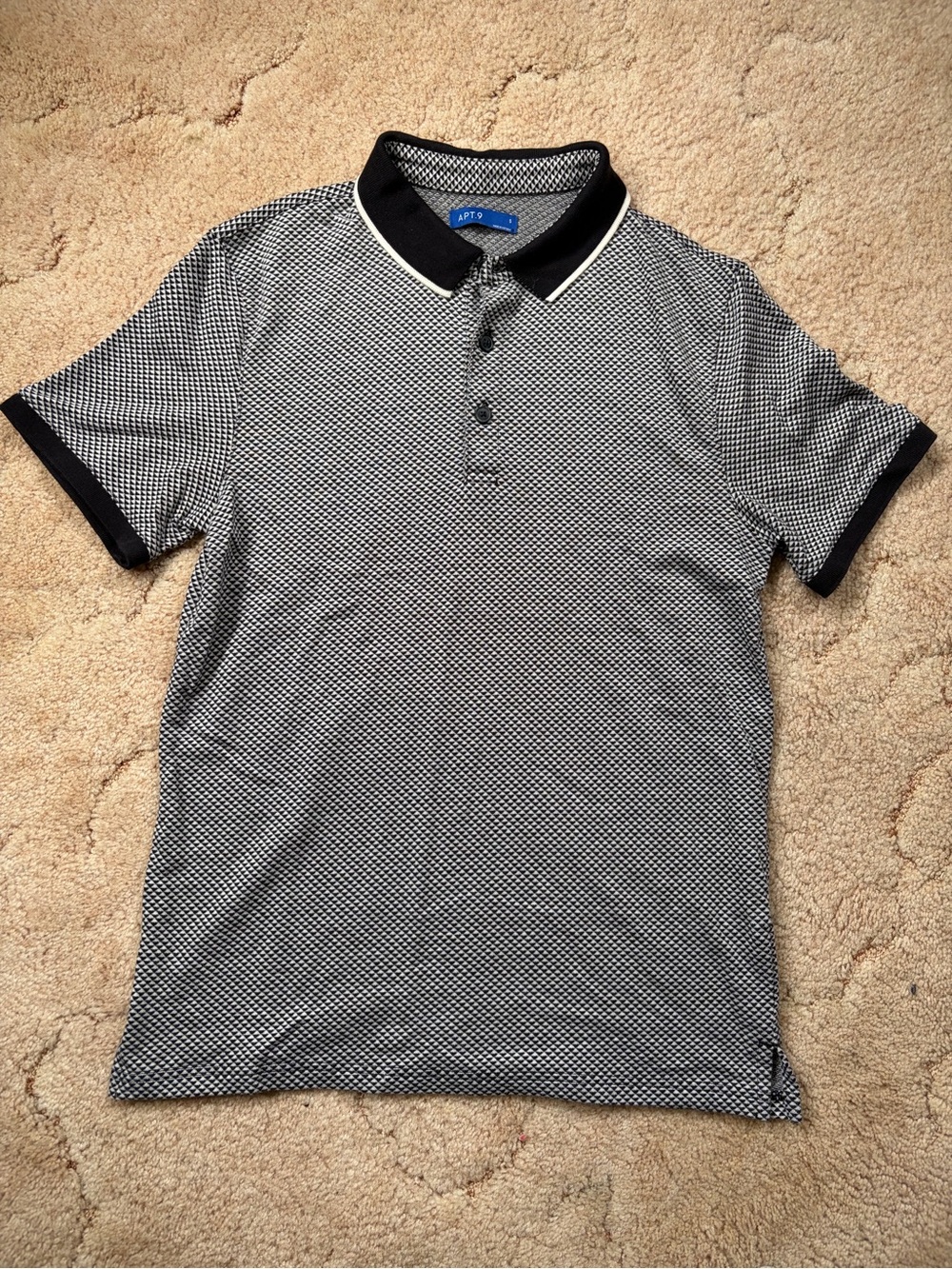 Apt. 9 Black & White Micro-Pattern Polo